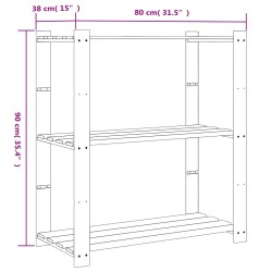 Scaffale a 3 Livelli Grigio 80x38x90 cm in Legno di Pino