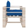 Poltrona da Giardino Pallet con Cuscini Blu Reale Legno di Pino