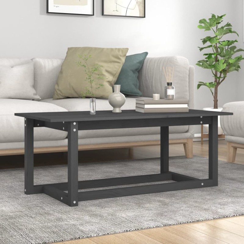 vidaXL Tavolino da Salotto Grigio 110x55x45 cm Legno Massello di Pino