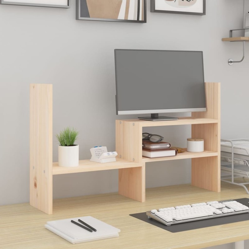 vidaXL Supporto per Monitor (39-72)x17x43 cm in Legno Massello di Pino