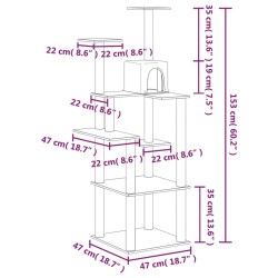 vidaXL Albero per Gatti con Tiragraffi in Sisal Grigio Scuro 153 cm