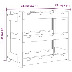 Portabottiglie per 12 Bottiglie Grigio Legno Massello di Pino