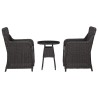   Set Bistrot da Giardino 3 pz con Cuscini in Polyrattan Nero