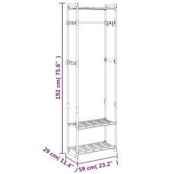 vidaXL Appendiabiti a 3 Livelli Argento 59x29x192 cm in Alluminio