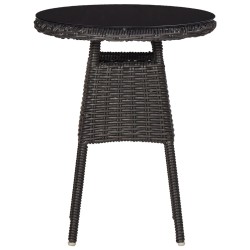   Set Bistrot da Giardino 3 pz con Cuscini in Polyrattan Nero