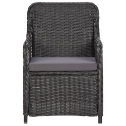   Set Bistrot da Giardino 3 pz con Cuscini in Polyrattan Nero