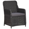   Set Bistrot da Giardino 3 pz con Cuscini in Polyrattan Nero