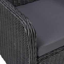   Set Bistrot da Giardino 3 pz con Cuscini in Polyrattan Nero