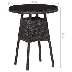   Set Bistrot da Giardino 3 pz con Cuscini in Polyrattan Nero