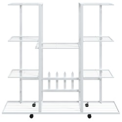 vidaXL Portafiori con Ruote 94,5x24,5x91,5 cm Ferro Bianco