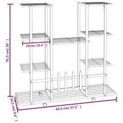 vidaXL Portafiori con Ruote 94,5x24,5x91,5 cm Ferro Bianco