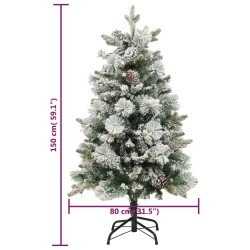 Albero di Natale Innevato con LED e Pigne 150 cm in PVC e PE