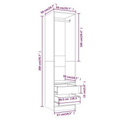 Armadio con Cassetti Rovere Marrone 50x50x200 Legno ingegnerizzato