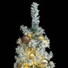 Albero Natale Sottile 300 LED Set Palline Neve Floccata 270 cm