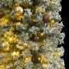 Albero Natale Sottile 300 LED Set Palline Neve Floccata 270 cm