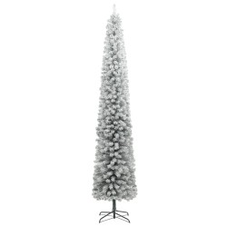 Albero Natale Sottile 300 LED Set Palline Neve Floccata 270 cm