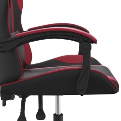 Sedia da Gaming Girevole Nero e Rosso Vino in Similpelle