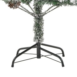 Albero di Natale Innevato con LED e Pigne 225 cm in PVC e PE