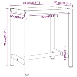 Telaio per Banco da Lavoro Nero Rosso Opaco 70x50x79 cm Metallo