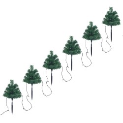 Sentiero Alberi di Natale 6 pz con LED Multicolore 45 cm PVC