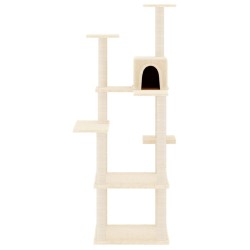 vidaXL Albero per Gatti con Tiragraffi in Sisal Crema 153 cm