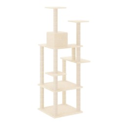 vidaXL Albero per Gatti con Tiragraffi in Sisal Crema 153 cm