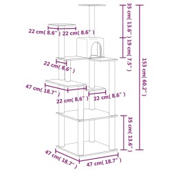 vidaXL Albero per Gatti con Tiragraffi in Sisal Crema 153 cm