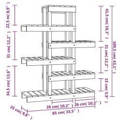 vidaXL Supporto per Piante 85x25x109,5 cm in Legno Massello di Pino