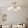 Lampada Soffitto con Paralumi Vetro a Fiore per 4 Luci LED G9