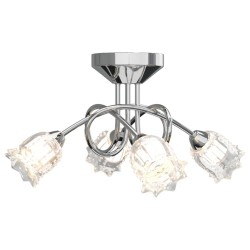 Lampada Soffitto con Paralumi Vetro a Fiore per 4 Luci LED G9