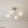 Lampada Soffitto con Paralumi Vetro a Fiore per 4 Luci LED G9