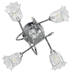 Lampada Soffitto con Paralumi Vetro a Fiore per 4 Luci LED G9