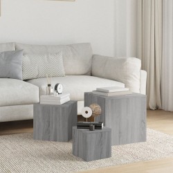 vidaXL Credenze 3 pz Grigio Sonoma in Legno ingegnerizzato