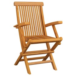 Sedie da Giardino con Cuscini Beige 3 pz Massello di Teak