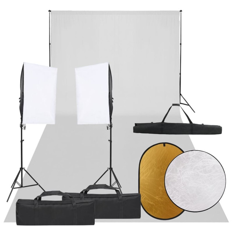 vidaXL Kit per Studio Fotografico con Set Luci, Fondale e Riflettore