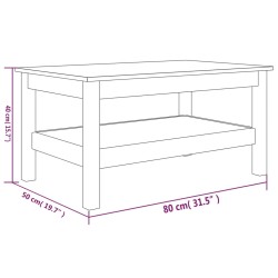 Tavolino da Salotto 80x50x40 cm Legno Massello di Pino