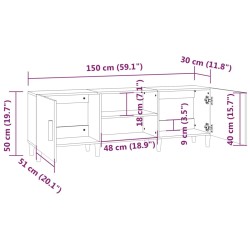 vidaXL Mobile Porta TV Nero 150x30x50 cm in Legno ingegnerizzato