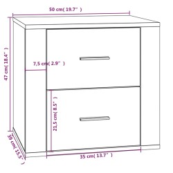 vidaXL Comodino Nera 50x39x47 cm