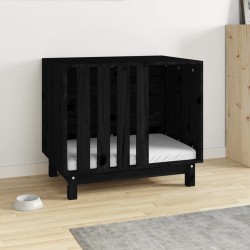 vidaXL Casetta per Cani Nero 70x50x62 cm in Legno Massello di Pino