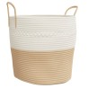 Cestino Portaoggetti Beige e Bianco Ø43x38 cm in Cotone