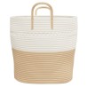 Cestino Portaoggetti Beige e Bianco Ø43x38 cm in Cotone