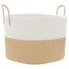 Cestino Portaoggetti Beige e Bianco Ø51x33 cm in Cotone