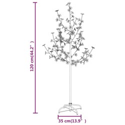 vidaXL Albero di Ciliegio con 84 LED Bianco Caldo 120 cm