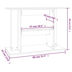 Supporto Acquario 80x35x60 cm in Legno ingegnerizzato Rovere Fumo