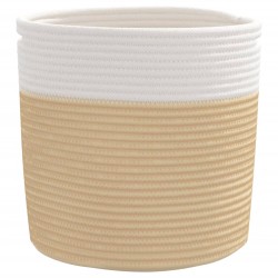 Cestini Portaoggetti 2pz Beige e Bianco Ø28x28 cm in Cotone