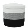 Cestino Portaoggetti con Coperchio Bianco Nero Ø40x35cm Cotone