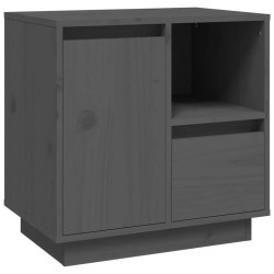 vidaXL Comodino Grigio 50x34x50 cm in Legno Massello di Pino