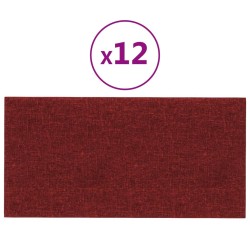   Pannelli Murali 12 pz Rosso Vino 60x30 cm in Tessuto 2,16 m²