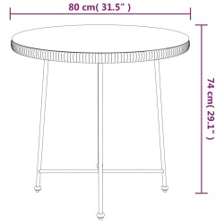 vidaXL Tavolo da Pranzo Nero Ø80 cm Vetro Temperato e Acciaio