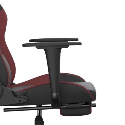 Sedia Gaming Massaggio Poggiapiedi Nero e Rosso Vino Similpelle